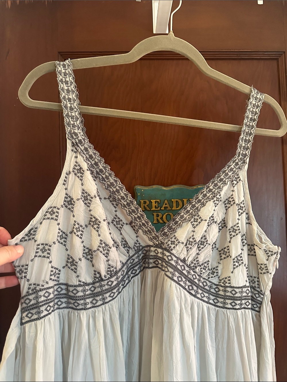 Johnny Was Y2K Boho Embroidered Midi Dress L Crinkle Rayon - Picture 2 of 6